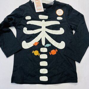 Toddler 2T Skeleton Halloween Shirt Costume Glows In Dark-Carters